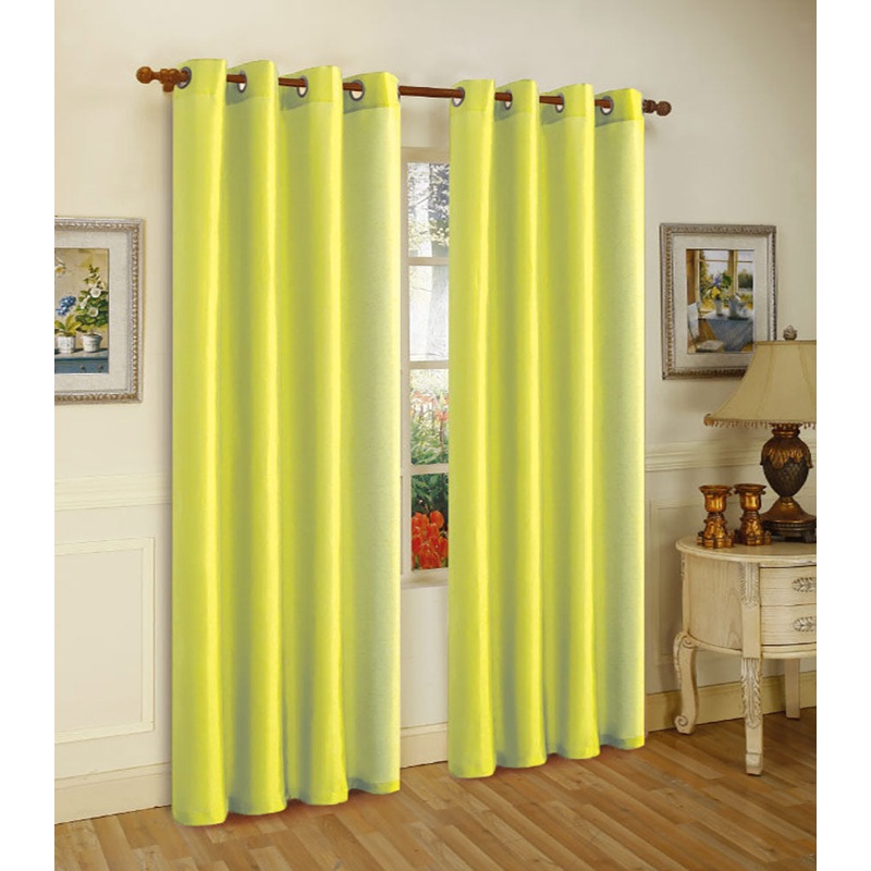 Melanie Faux Silk Grommet Window Panel, Lime Green, 55x63 Inches