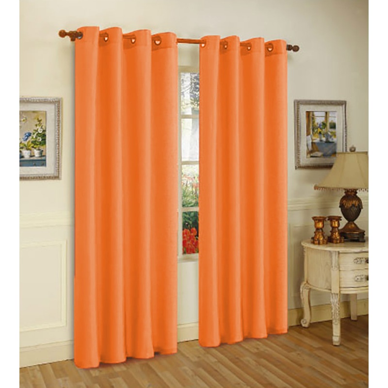 Melanie Faux Silk Grommet Window Panel, Orange, 55x63 Inches