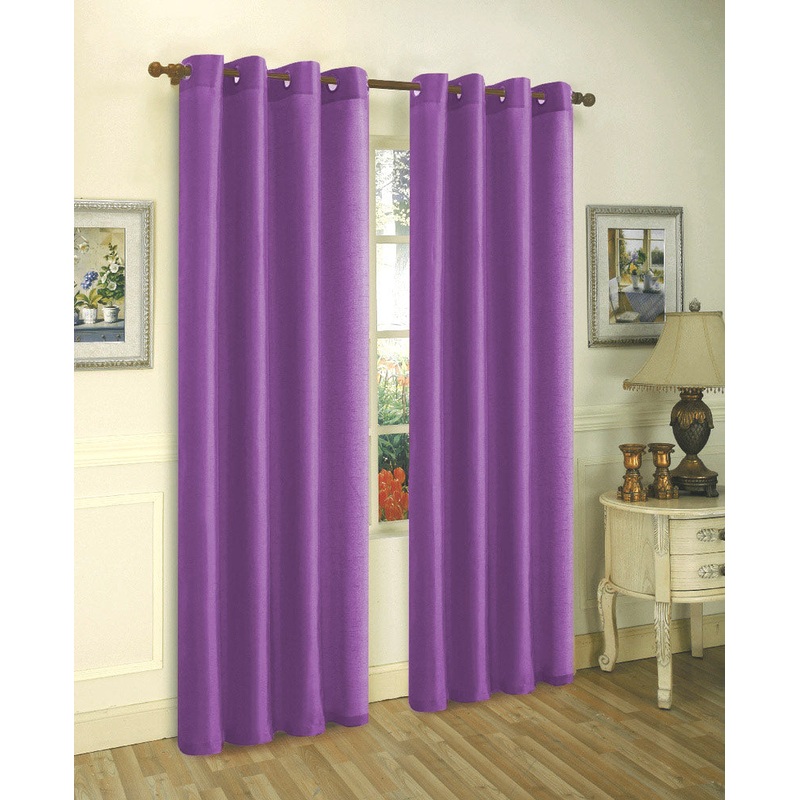 Melanie Faux Silk Grommet Window Panel, Purple, 55x63 Inches