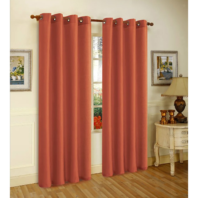 Melanie Faux Silk Grommet Window Panel, Rust, 55x63 Inches