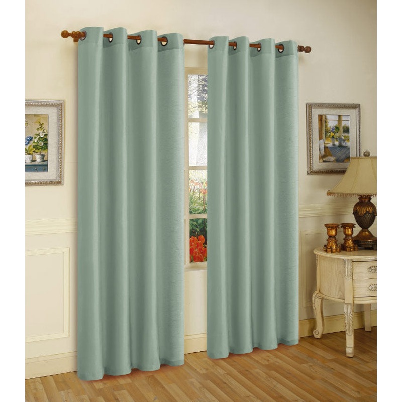 Melanie Faux Silk Grommet Window Panel, Sage, 55x63 Inches