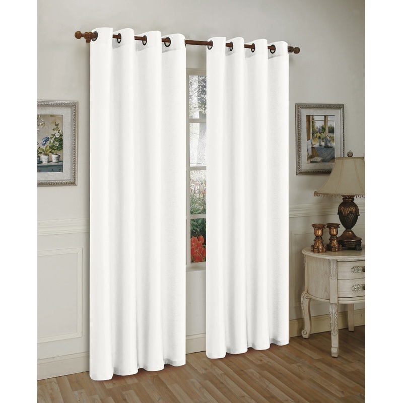 Melanie Faux Silk Grommet Window Panel, White, 55x63 Inches