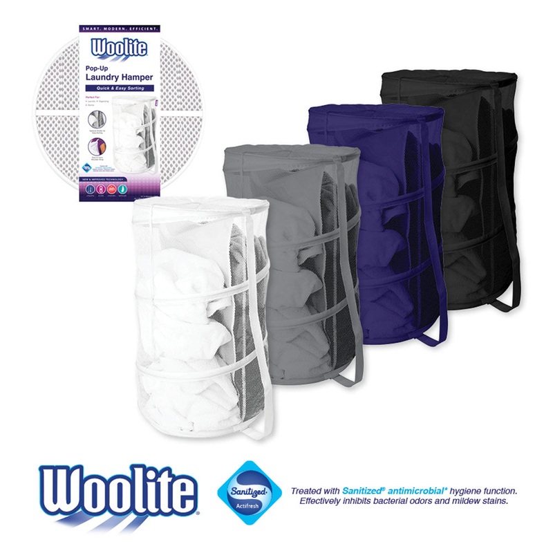 Woolite Sanitized Large Pop-up Mesh Laundry Hamper, Colors May Vary, 18x29 Inches