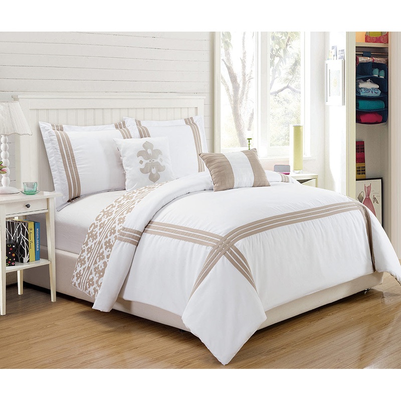Barrington Oversized 5-piece Reversible Comforter Set, Beige