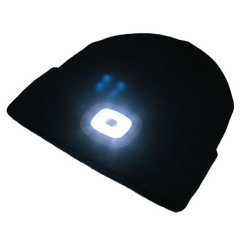 Beamie Hat With Built-in Rechargeable Led Head Lights, Jet Black