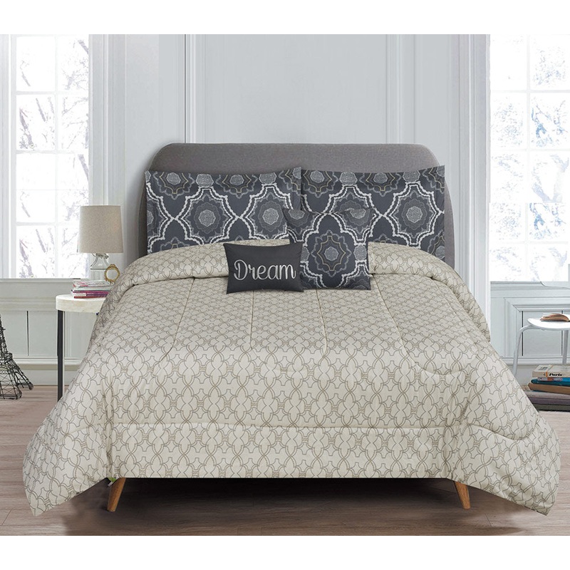 Crosby "Dream" 5-Piece Reversible Comforter Set, Blue