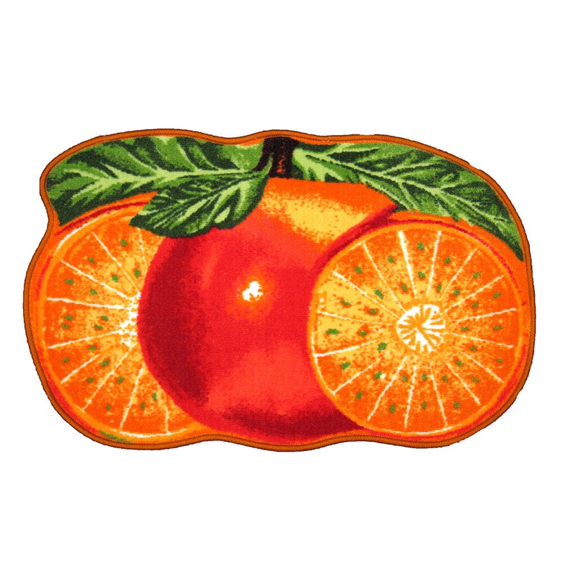 Orange Printed Non-Slip Kitchen Mat, 18x30 Inches