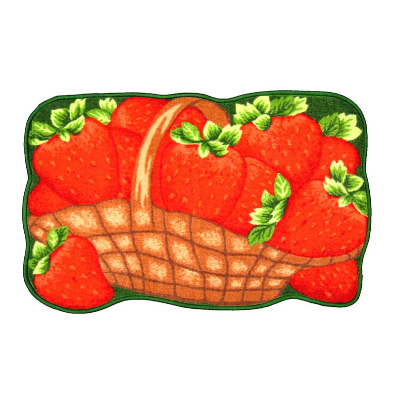Sweet Strawberries Printed Non-Slip Kitchen Mat, 18x30 Inches