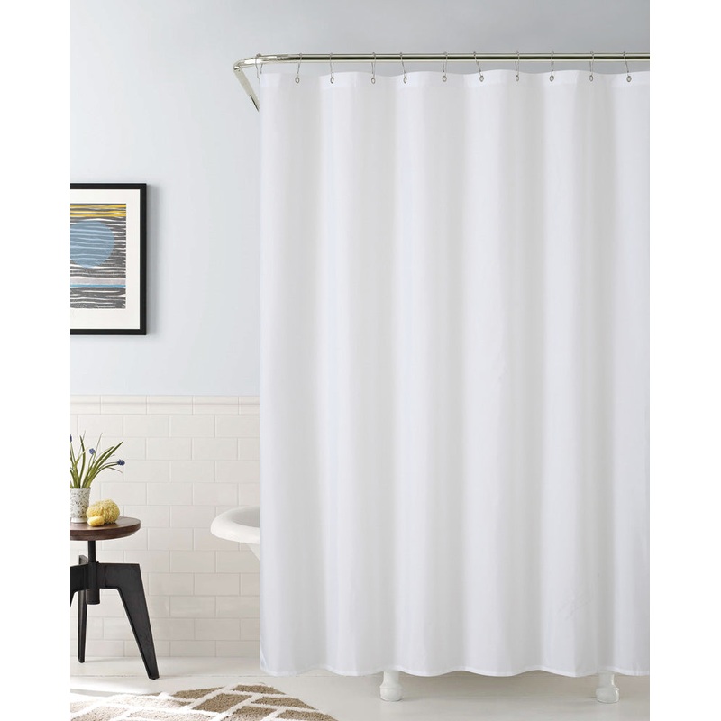 Aqua Block Laminated Water Repellent Fabric Shower Liner, White, 72x72 Inches