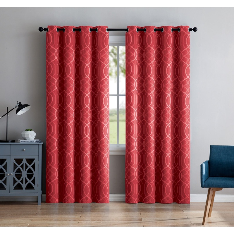 Aries Chain 8 Grommet Room Darkening Window Panel, Red, 52x90 Inches