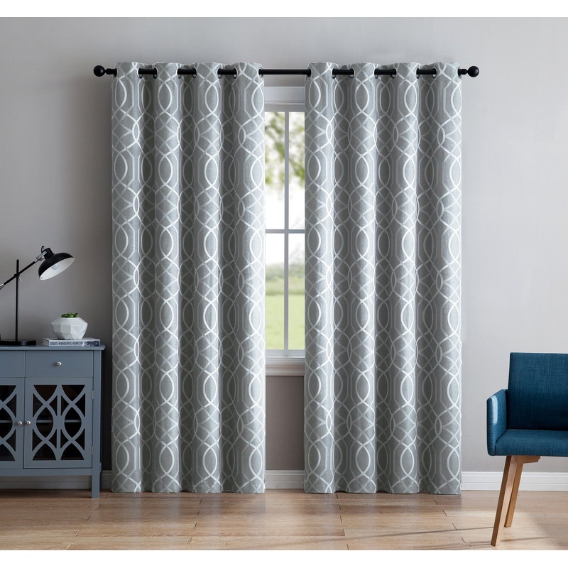 Aries Chain 8 Grommet Room Darkening Window Panel, Silver, 52x90 Inches