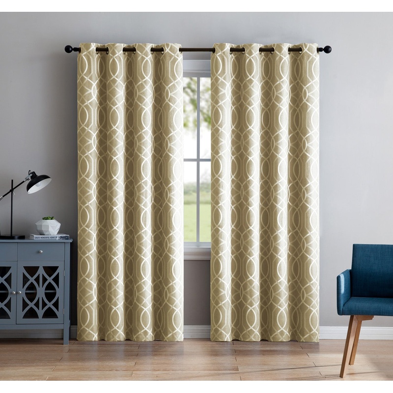 Aries Chain 8 Grommet Room Darkening Window Panel, Taupe, 52x90 Inches