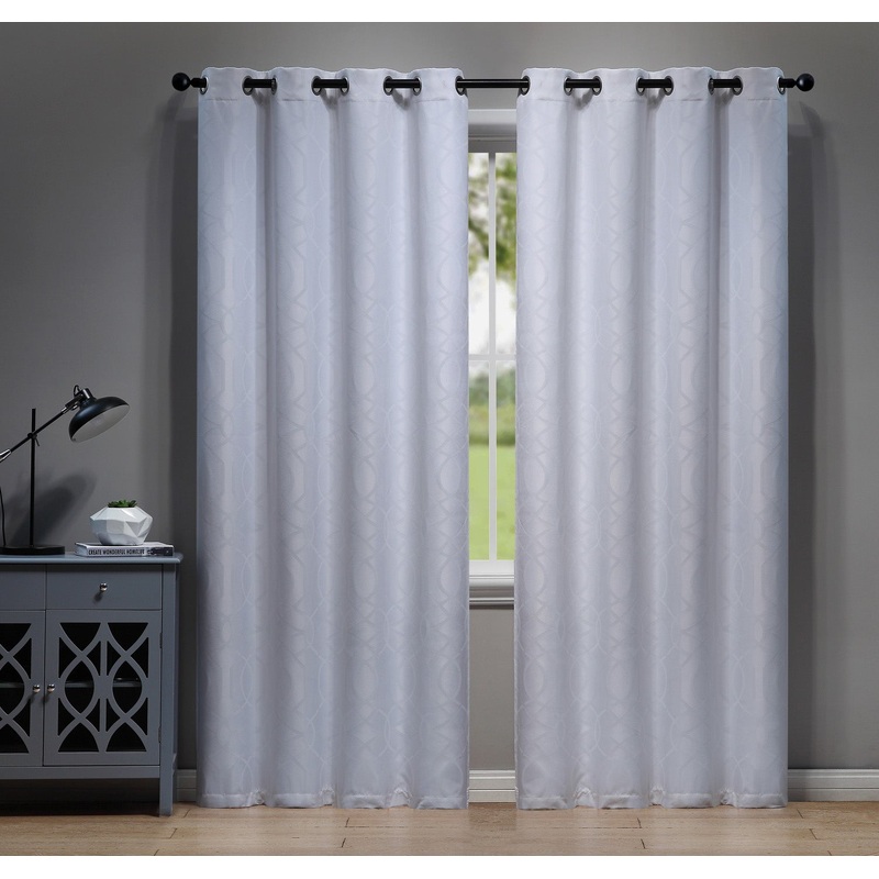 Aries Chain 8 Grommet Room Darkening Window Panel, White, 52x90 Inches