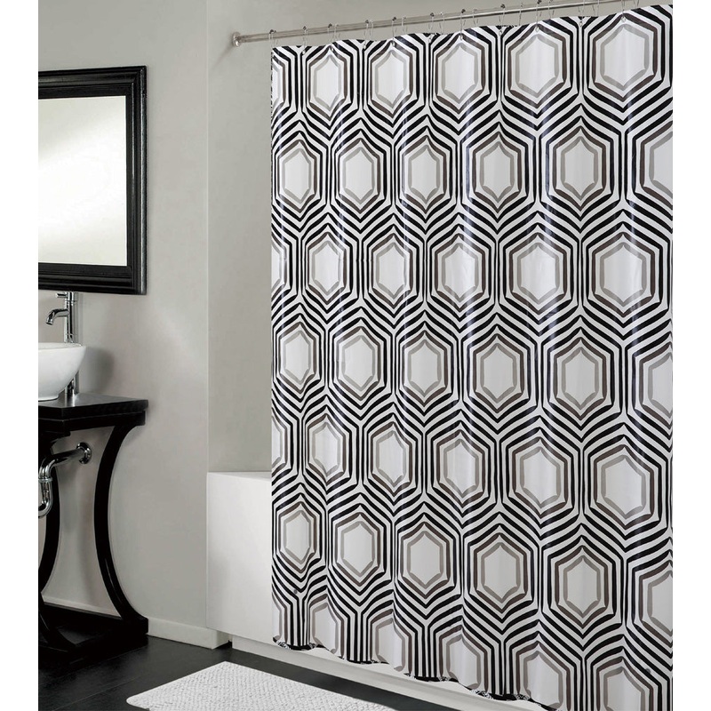 Bath Bliss Dalston PEVA Shower Curtain Liner, Gray-Black, 70x72 Inches