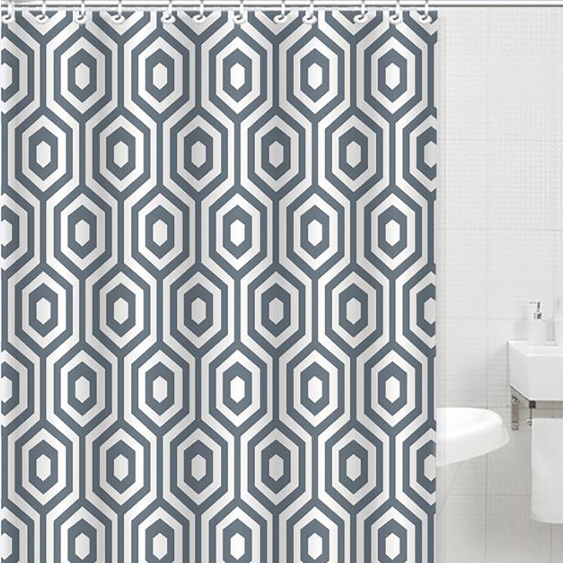 Bath Bliss Dobby Weave Shower Curtain Set, Hexagon Design, 70x72 Inches