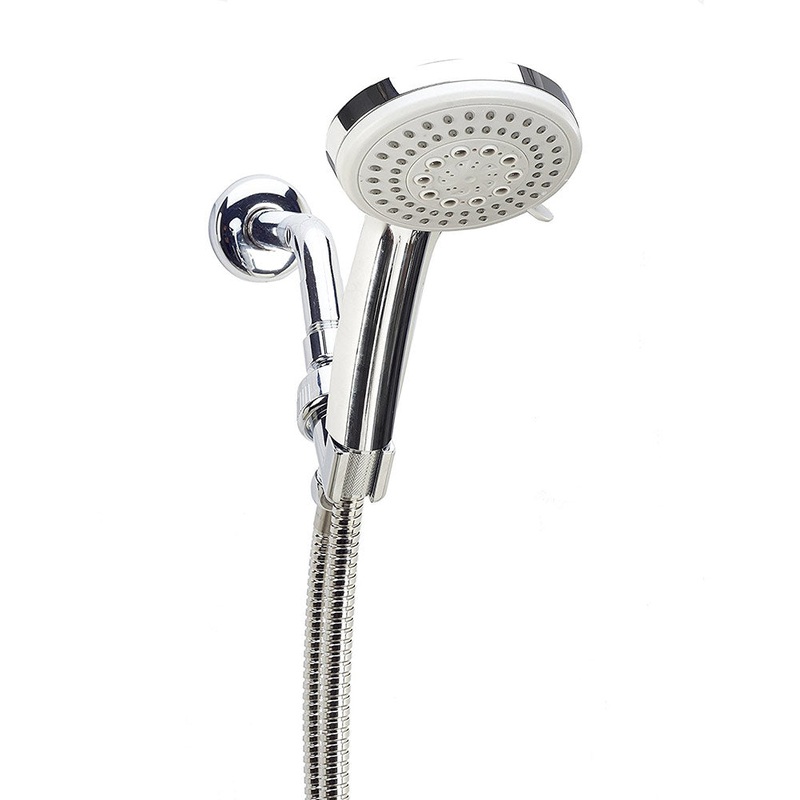 Bath Bliss Fiji 5-Function Monsoon Showerhead and Cord Set, Grey-Chrome