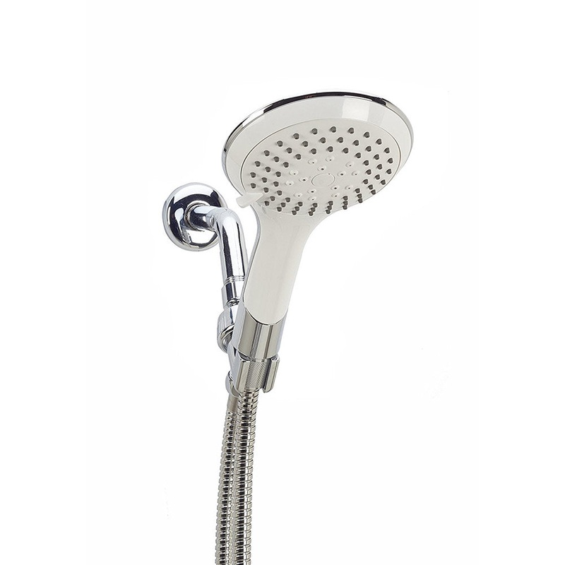 Bath Bliss Sahara 3-Piece 5 Function Showerhead and Cord Set, White-Silver