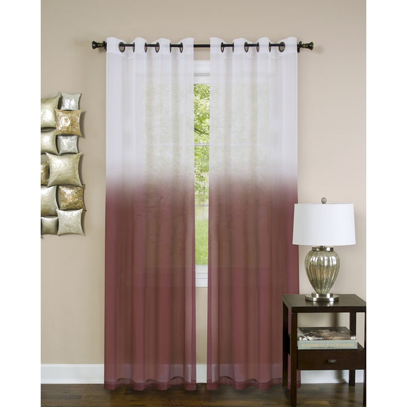 Essence Sheer Ombre Grommet Window Panel, Burgundy, 52x84 Inches