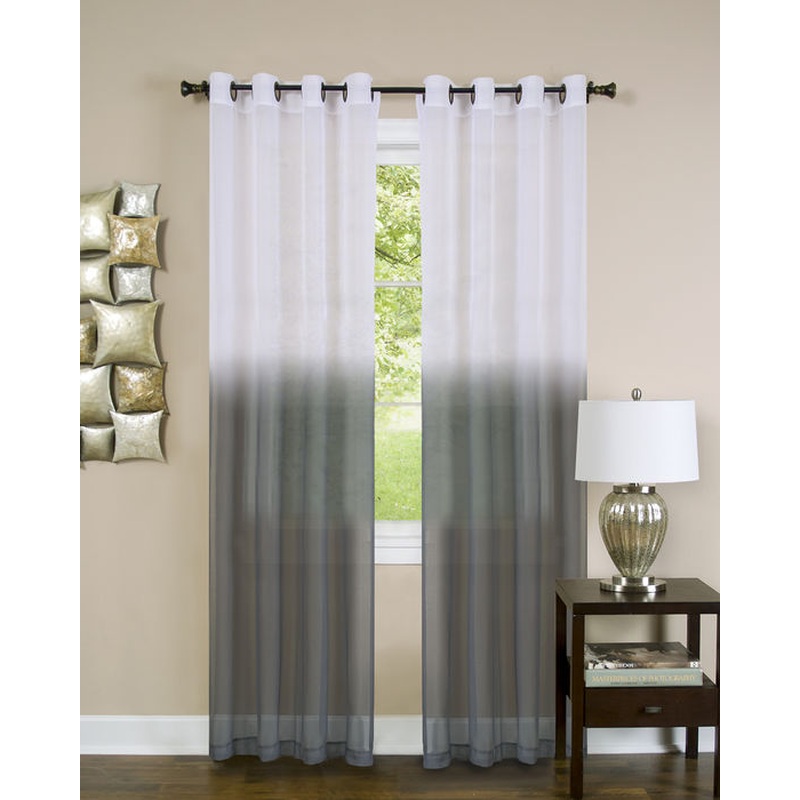 Essence Sheer Ombre Grommet Window Panel, Charcoal, 52x84 Inches