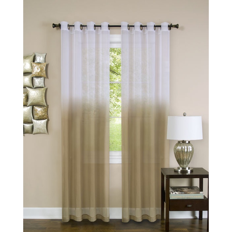 Essence Sheer Ombre Grommet Window Panel, Tan, 52x84 Inches