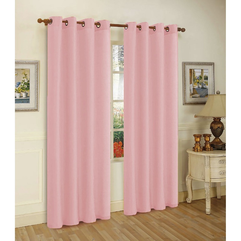 Melanie Faux Silk Grommet Window Panel, Baby Pink, 55x63 Inches