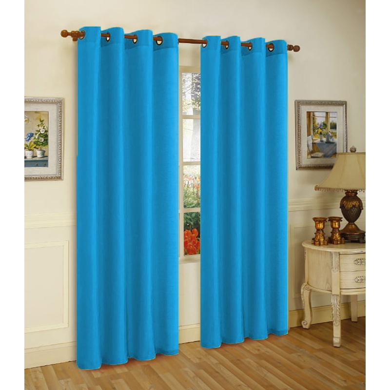 Melanie Faux Silk Grommet Window Panel, Turquoise, 55x63 Inches