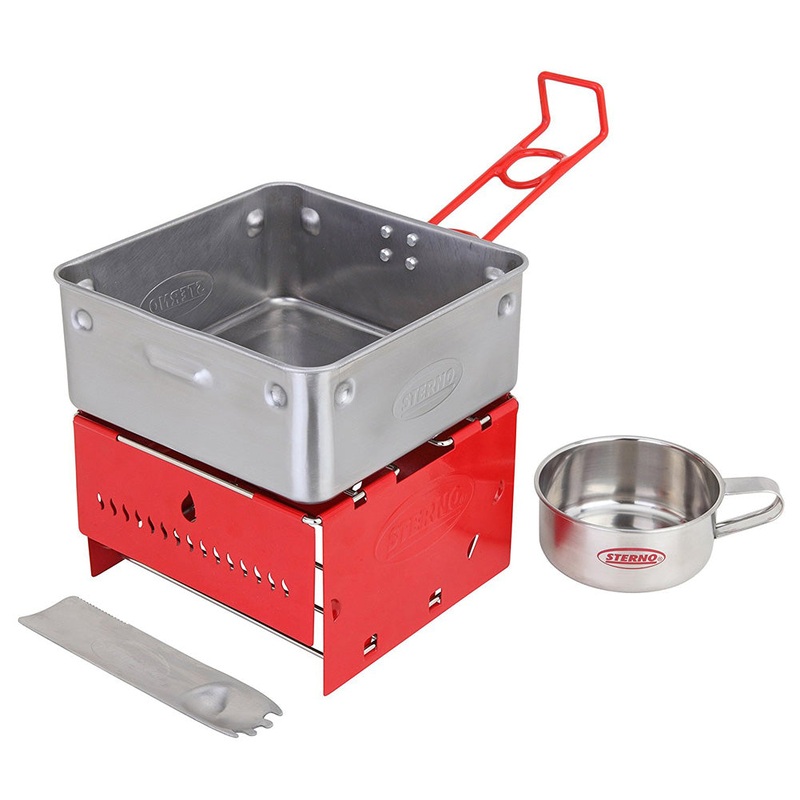 Sterno Camp Stove Kit With Frame and Wind-Shield Panels, Red-Gray