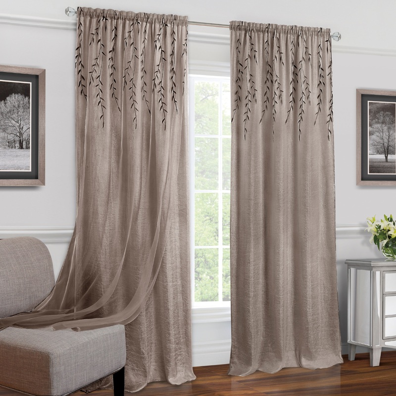 Willow Crushed Satin Double Layer Rod Pocket Panel, Toffee, 42x63 Inches