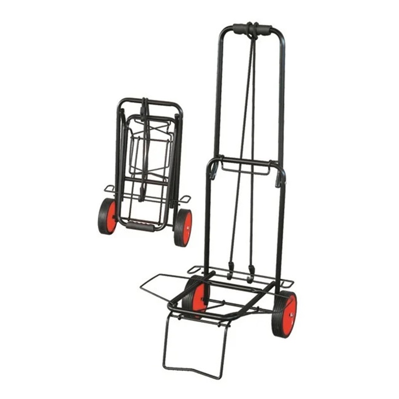All For You Easy Folding Portable Metal Luggage Cart with Wheels, 14x12x34 Inches