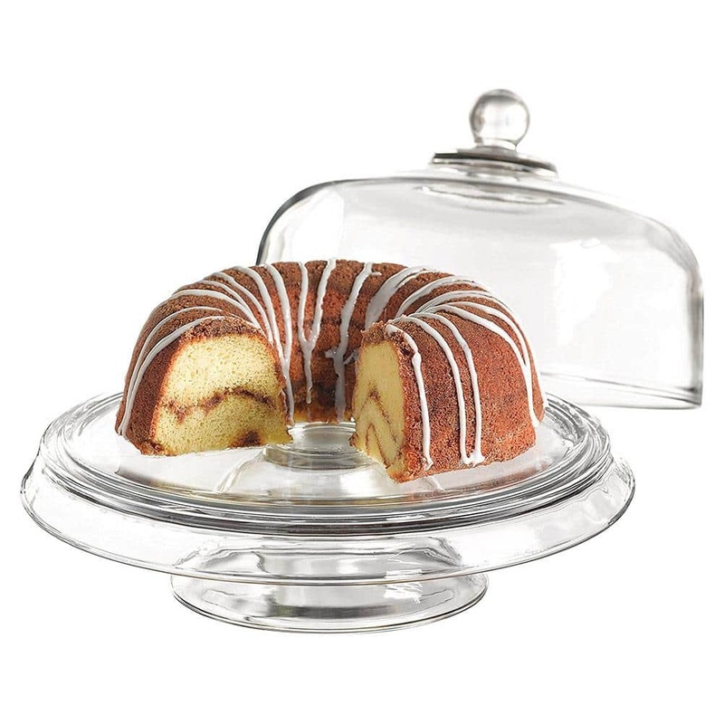 Anchor Hocking Presence 4-in-1 Cake Plate and Dome Stand Set, Clear