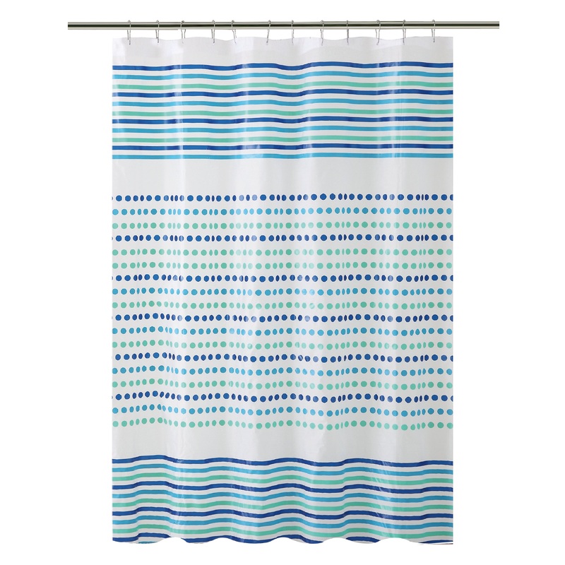 Bath Bliss Romford PEVA Shower Curtain, Blue-Green, 70x72 Inches