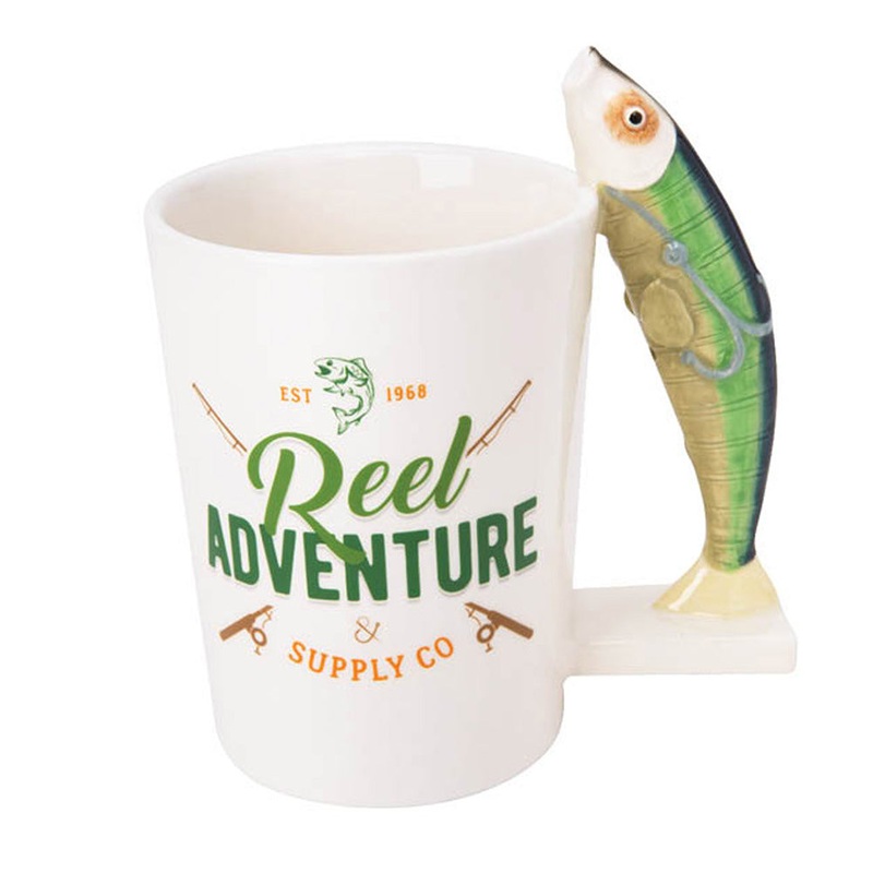 Sip Of Art Ceramic Fish Shaped Handle Mug, 12 Ounces