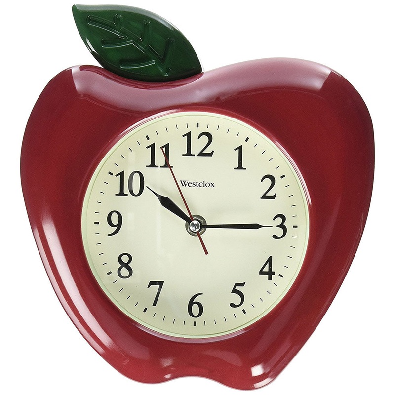 Westclox 3D Apple Shaped Wall Clock, Red, 10 Inches