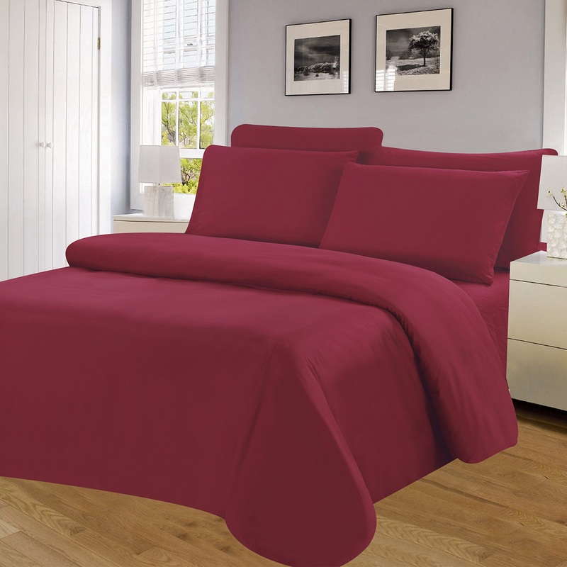 Winston Microfiber Wrinkle Free Sheet Set, Burgundy, 16 Inch Deep Pocket
