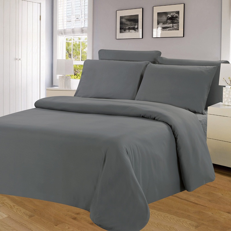 Winston Microfiber Wrinkle Free Sheet Set, Grey, 16 Inch Deep Pocket