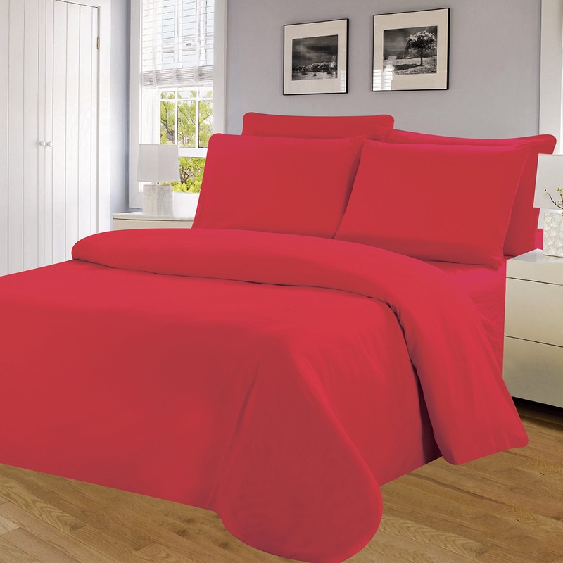Winston Microfiber Wrinkle Free Sheet Set, Red, 16 Inch Deep Pocket