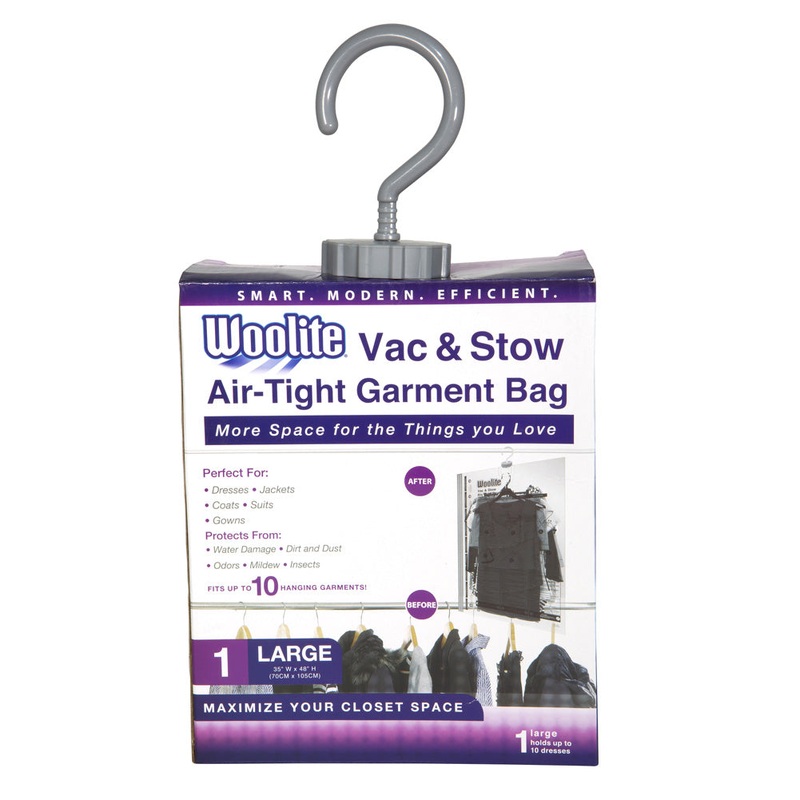 Woolite Vac-N-Stow Air-Tight Hanging Garment Bag, Large, 35x48 Inches