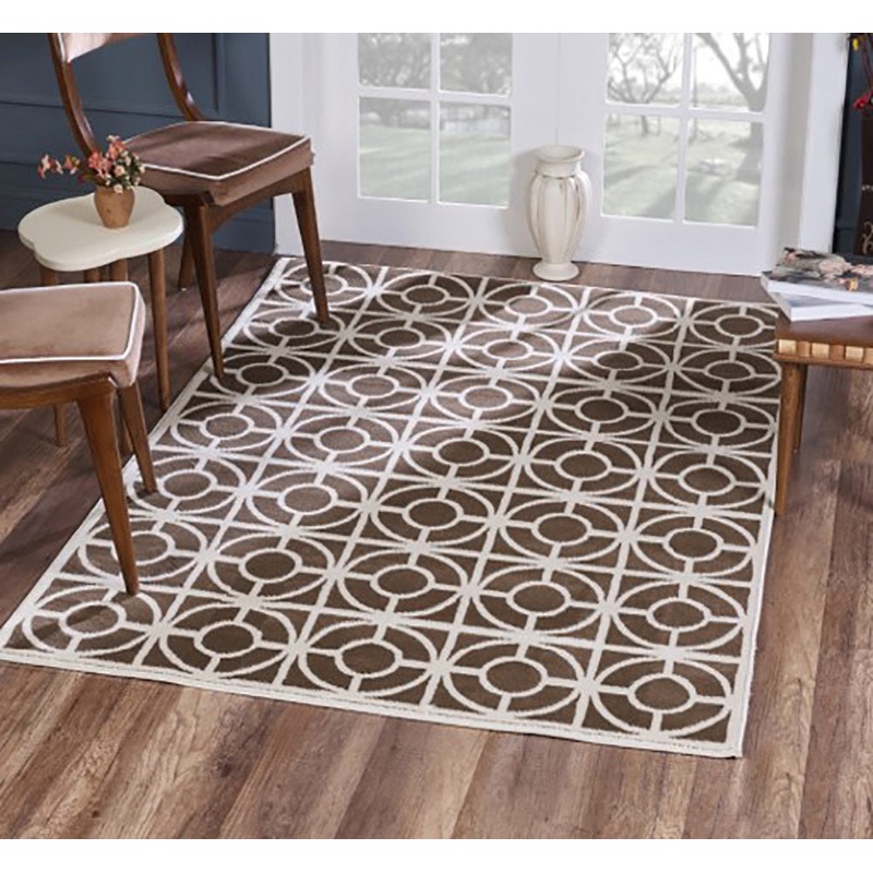Andre Lattice Contemporary Area Rug, Beige-Taupe, 8x10 Feet