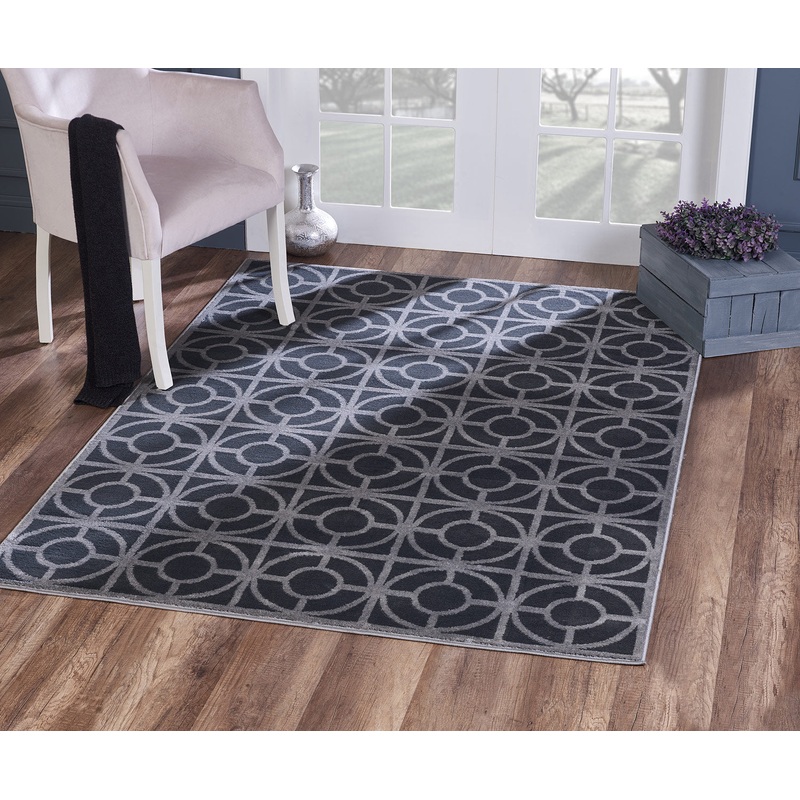 Andre Lattice Contemporary Area Rug, Light Gray-Dark Gray, 5x7 Feet