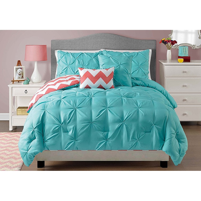 Rising Star Sophia 4-Piece Chevron Design Reversible Comforter Set, Turquoise