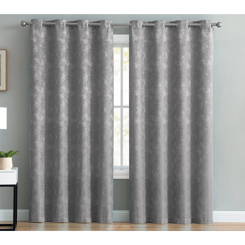 Rosalie 2-Pack Metallic Jacquard Window Panel, Silver, 74x84 Inches
