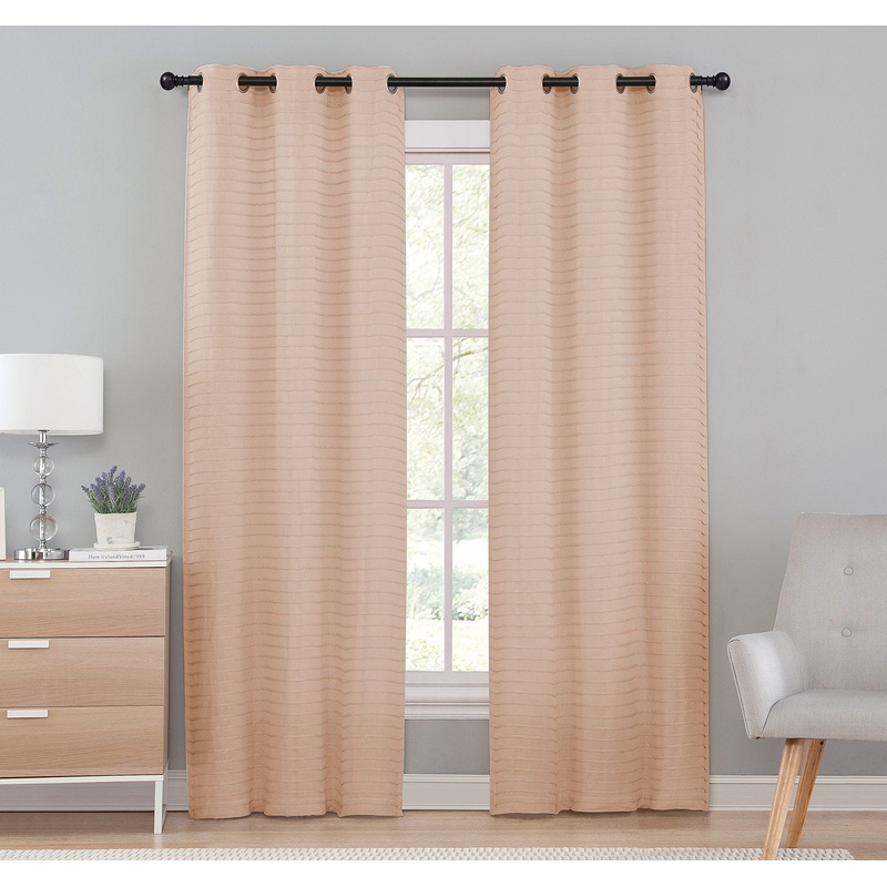 Sag Harbor Sheer Ribbed Window Panel, Taupe, 55x84 Inches