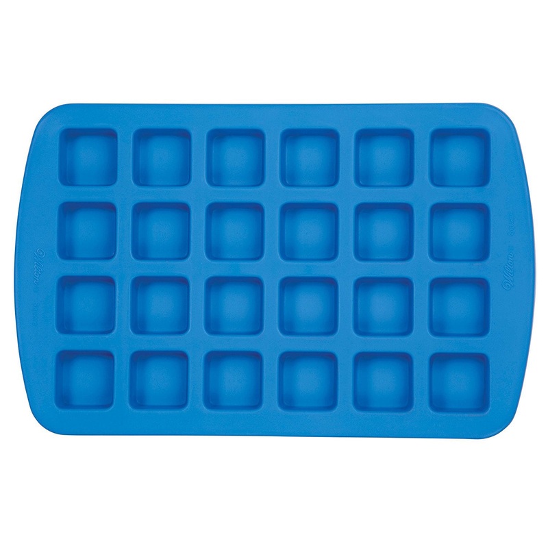 Wilton Easy-Flex Silicone Bite Size Square Baking Mold, Blue, 24 Cavity