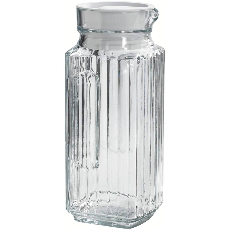 Anchor Hocking Glass Bistro Pitcher With White Stopper, 1 Quart