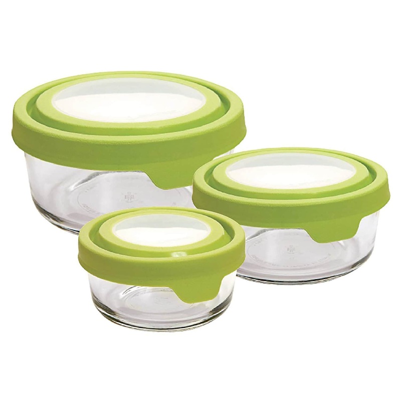Anchor Hocking TrueSeal 6-Piece Round Glass Food Containers with Lids, Green