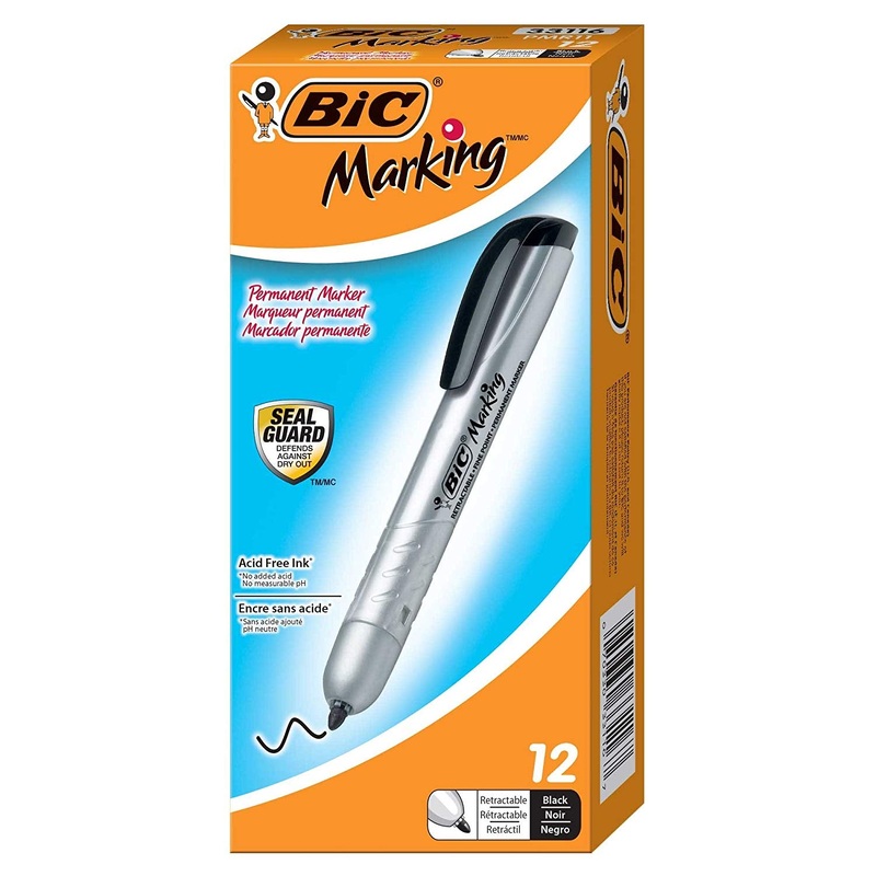 Bic Marking Retractable 12-Pack Permanent Marker, Black