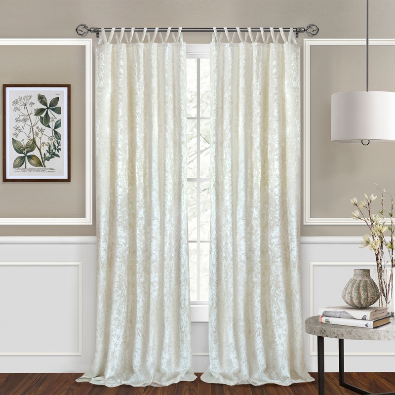 Harper Criss-Cross Tab Top Plush Window Curtain Panel, Creamy White, 50x84 Inches