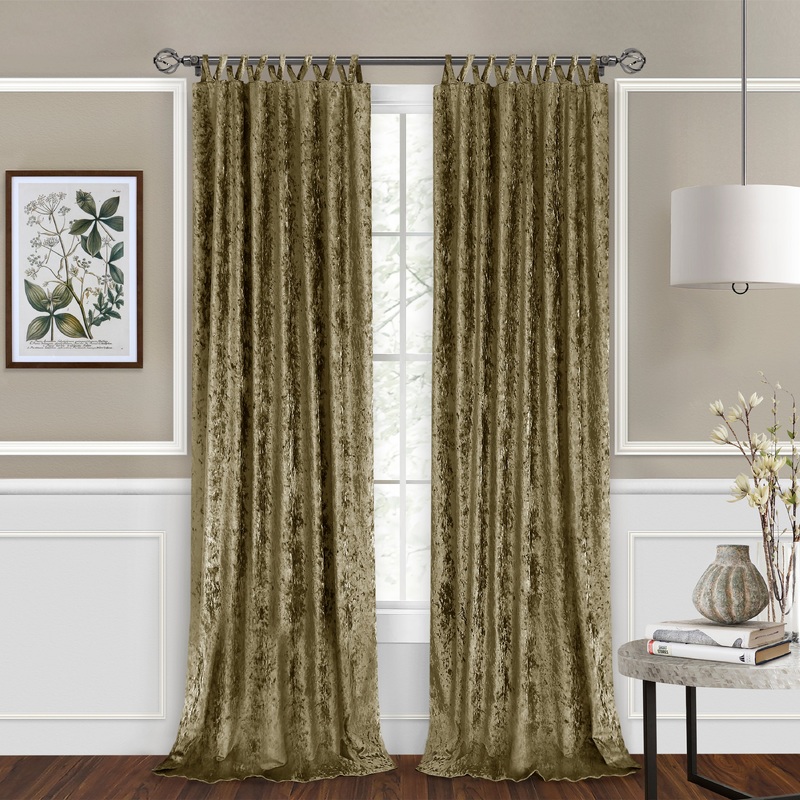 Harper Criss-Cross Tab Top Plush Window Curtain Panel, Moss, 50x84 Inches