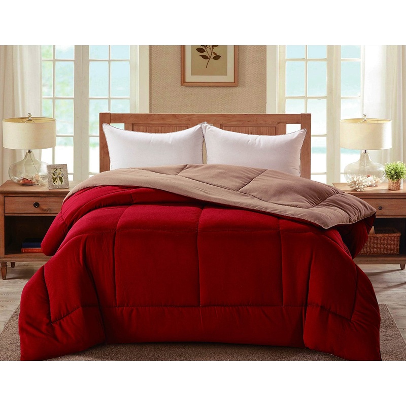 Madison Down Alternative Reversible Comforter, Red-Tan