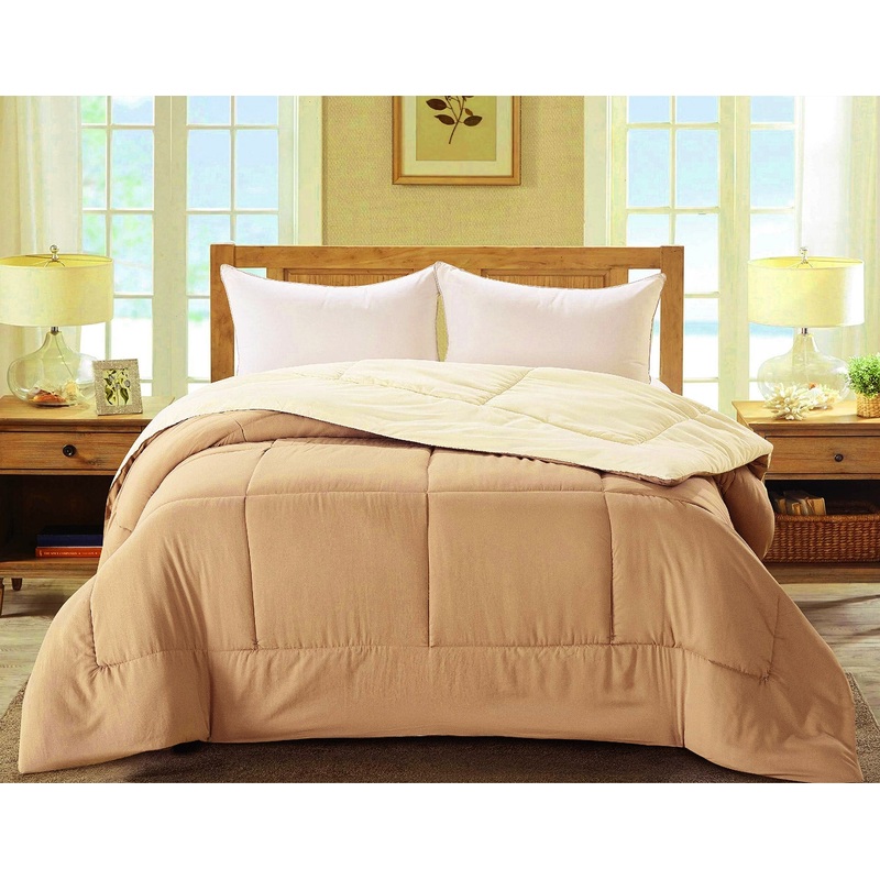 Madison Down Alternative Reversible Comforter, Taupe-Cream